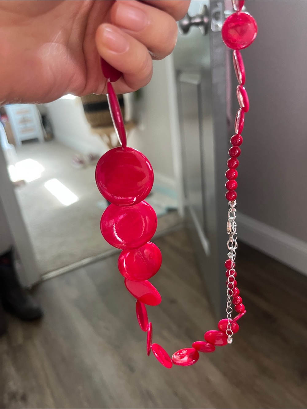 Funky vintage bright red Beaded Statement Necklace